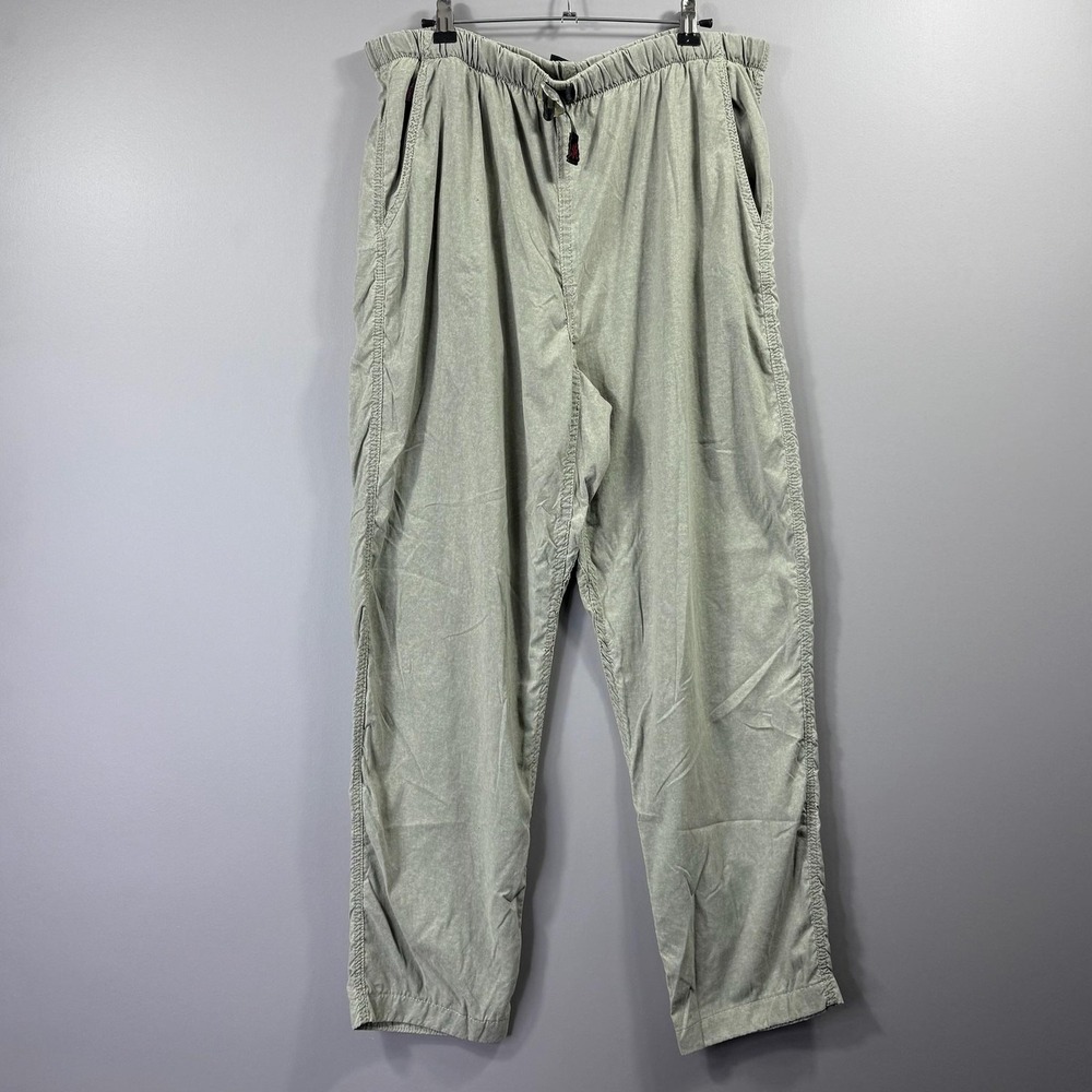 Gramicci Pants Womens Large Green Nylon Windbreaker Elastic Waist Belted